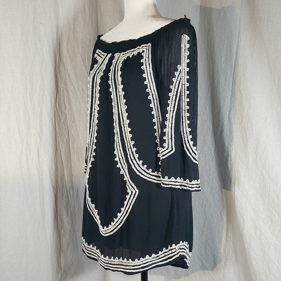 Zara black chiffon beaded boho tunic, M, EUC - Picture 2 of 10